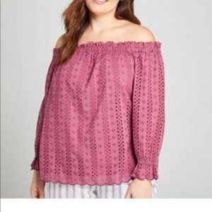 Lane Bryant Eyelet Peasant Top